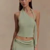Xanthia stickad halterneck-top – pastellgrön Xanthia stickad halterneck-top – pastellgrön