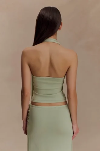 Xanthia stickad halterneck-top – pastellgrön