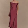 Yvette Slip Maxiklänning med asymmetrisk fåll – Brown Cherry Yvette Slip Maxiklänning med asymmetrisk fåll – Brown Cherry